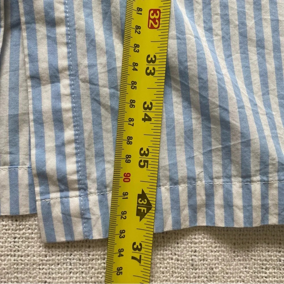 H&M 100% Cotton Striped Blue White Collared  Preppy Open Back Mini Dress Size 6 - Picture 12 of 16